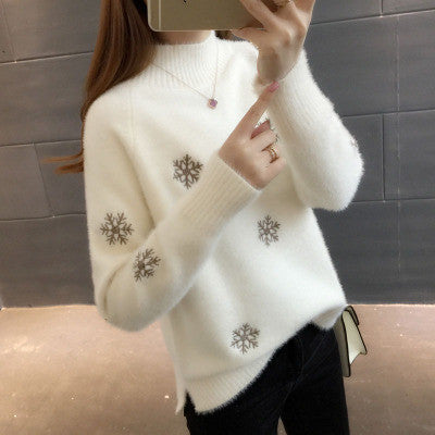 Mira Women's Sweater | Mock Turtleneck, Mink Fleece