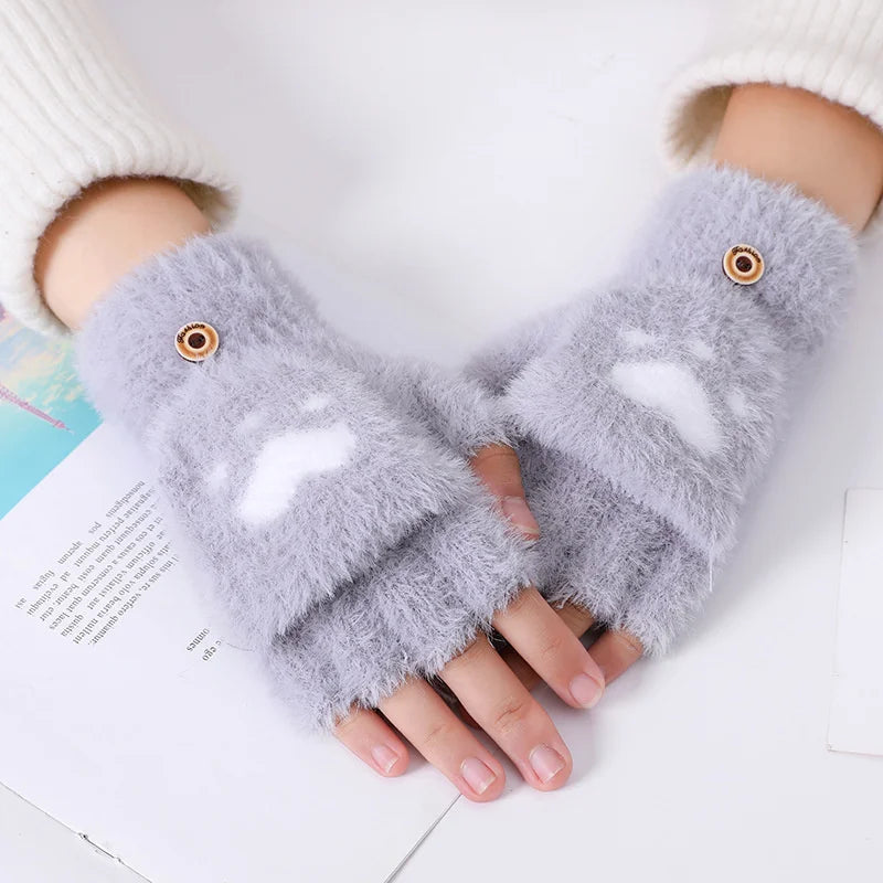 Mitaines Douces sans Doigts en Minky avec Rabat – Accessoire Hiver Pratique et Chic pour Femmes, Tactile et Confortable 13