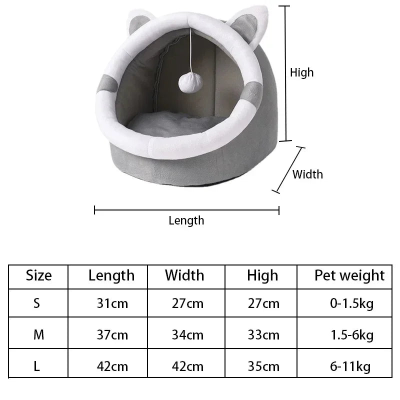 Nid semi-fermé pour chat en tissu doux – Lit confortable pour chats de toutes tailles