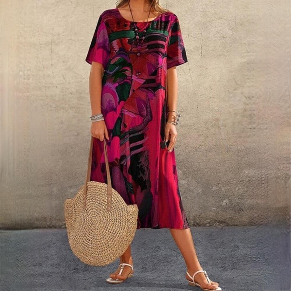 Robe longue d'été pour femmes élégante et ample en coton léger – Idéale pour les journées ensoleillées