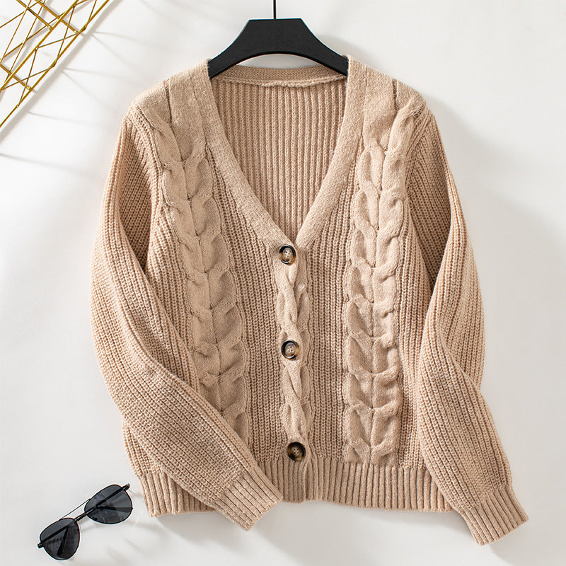 Cardigan Oriana | Tricot torsadé épais, col en V