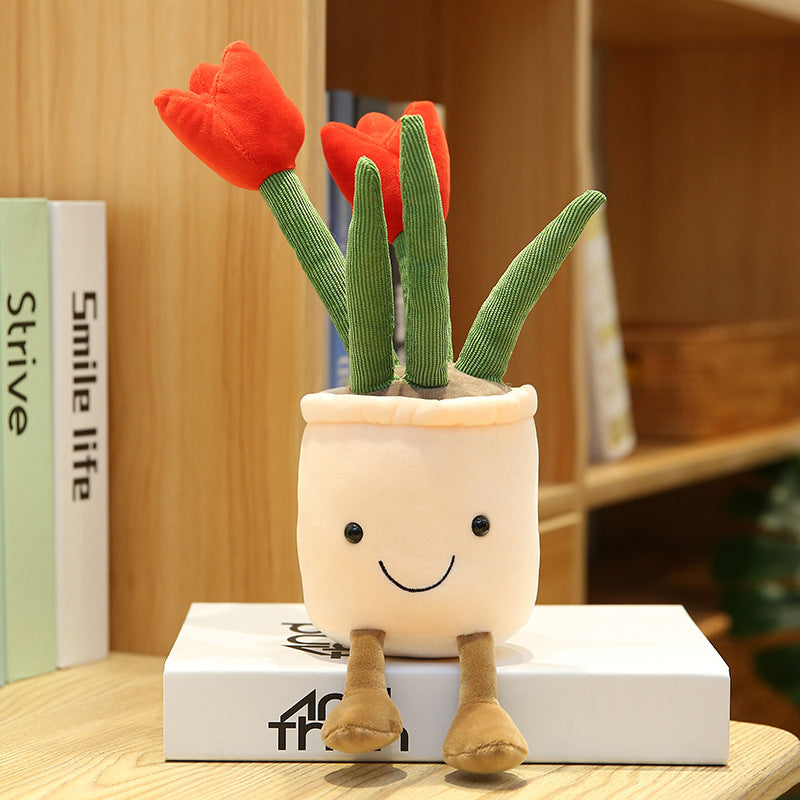 Peluches décoratives en forme de fleurs – Bouquet de tulipes de 35 cm pour salon, idée cadeau