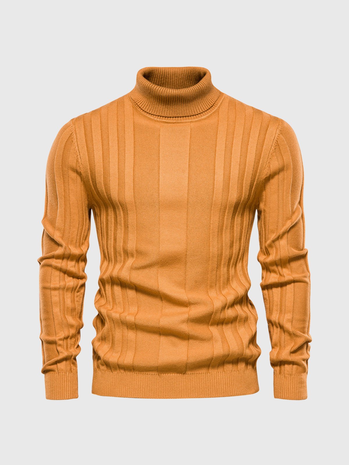 Pull à col roulé pour homme en maille côtelée verticale – Confort et style contemporain