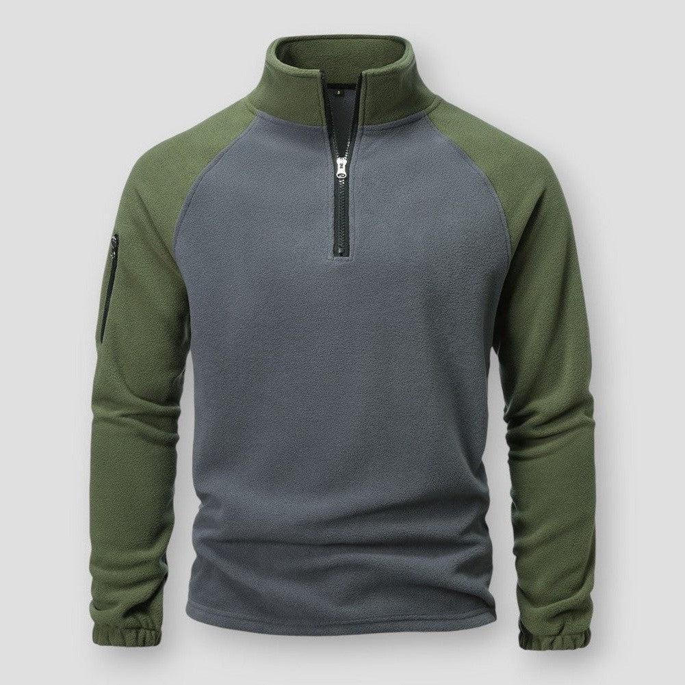 Men's fleece pullover with half-zip collar and raglan sleeves - Comfort and versatility