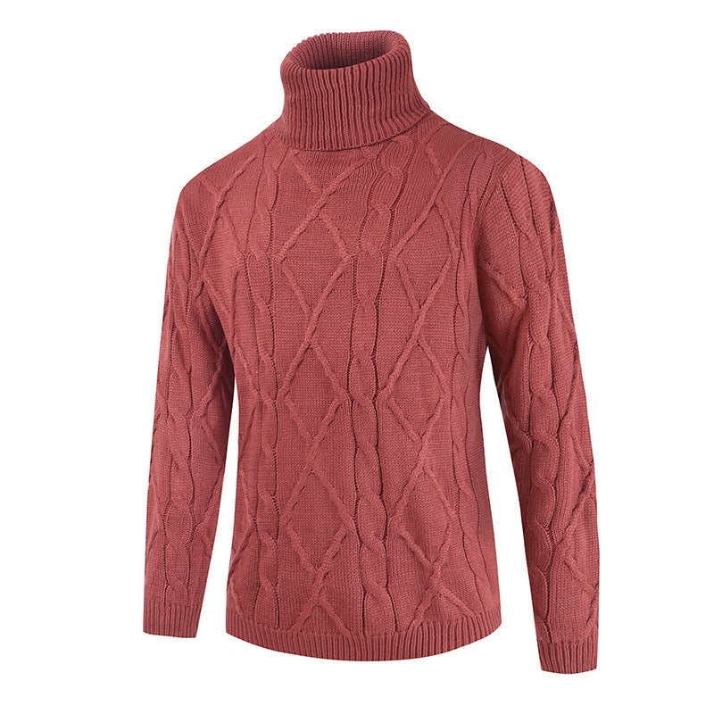 Men's Cotton Sweater, Loose and Comfortable Turtleneck - Cable Knit, Ideal for Cool Seasons