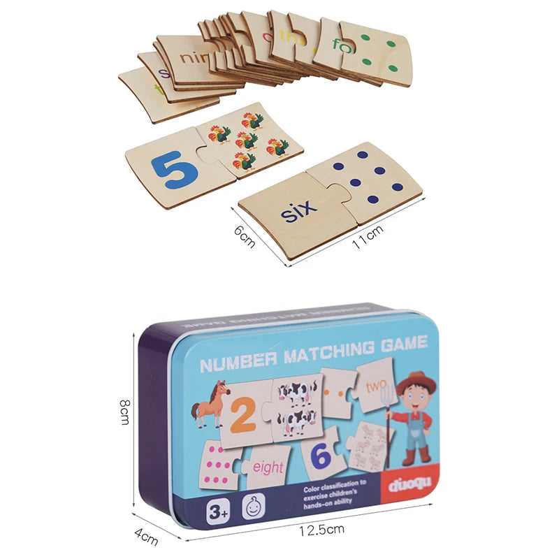 Educational Wooden Puzzle with Numbers – Learning Toy for 3-Year-Old Children, Durable Material, Dimensions 11 x 6 cm