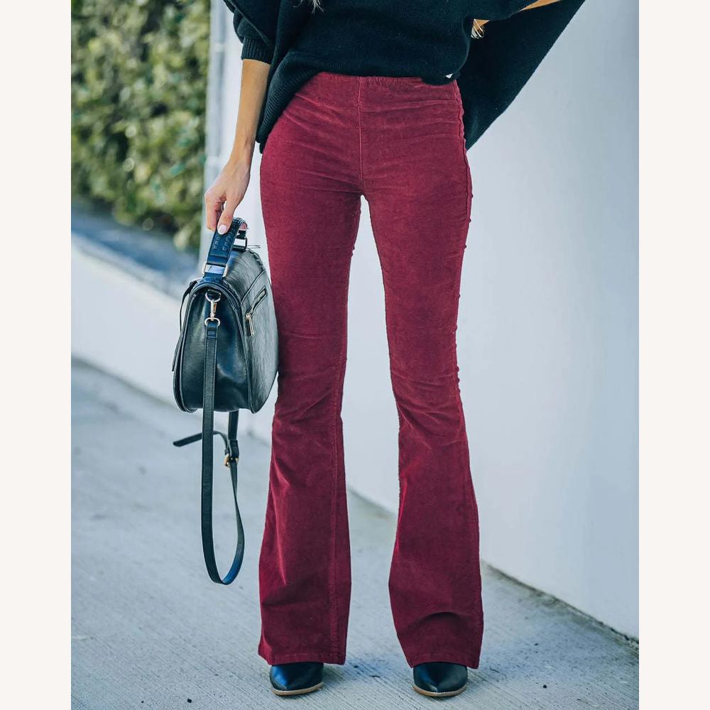 Variant image for Pantalon Fluide Femme Taille Haute Évasé – Confort et Élégance en Noir, Bleu, Rose, Bordeaux, Vert-19