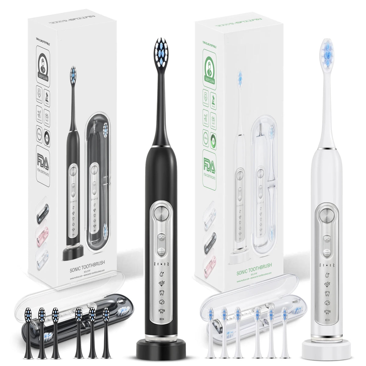 Brosse à dents électrique sonique SUBORT S7 avec minuteur intelligent et étanchéité IPX7 – 5 modes, têtes DuPont remplaçables
