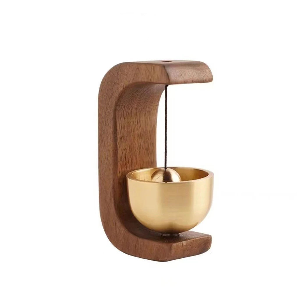 Carillon sans fil en bois rétro avec finition en laiton – Décoration élégante pour l'entrée