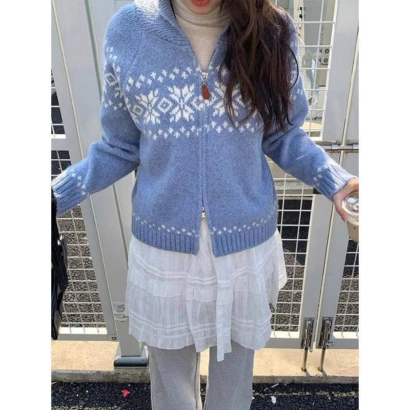 Veste en tricot Sora | Gilet douillet à fermeture éclair, motif jacquard Fair Isle