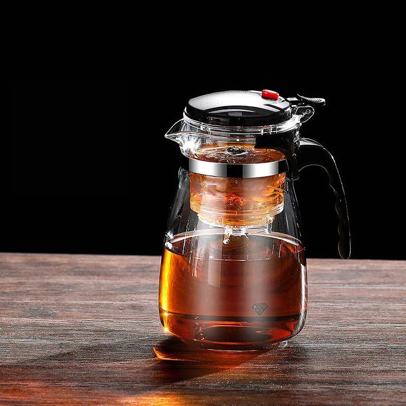 Théière en verre borosilicaté résistant à la chaleur avec filtre d'infusion intégré