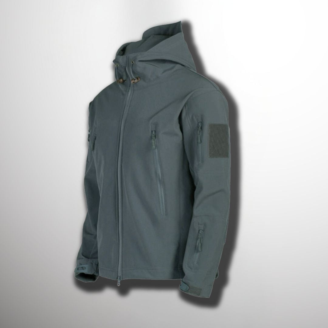 Waterproof men's outer jacket - Military cut in polyester and cotton
