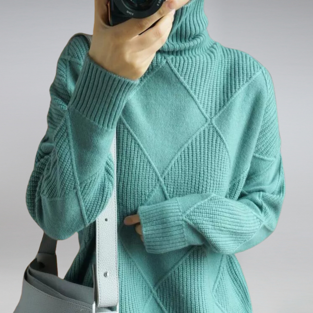 Wanda Turtleneck Sweater | Cozy Diamond Knit