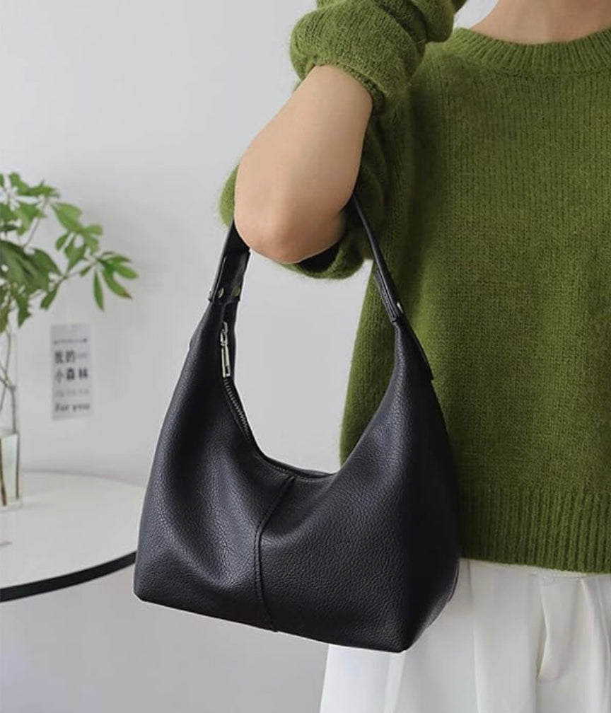 Sac à main en cuir souple pour femme Joséphine – Élégant, pratique avec bandoulière réglable, noir ou marron