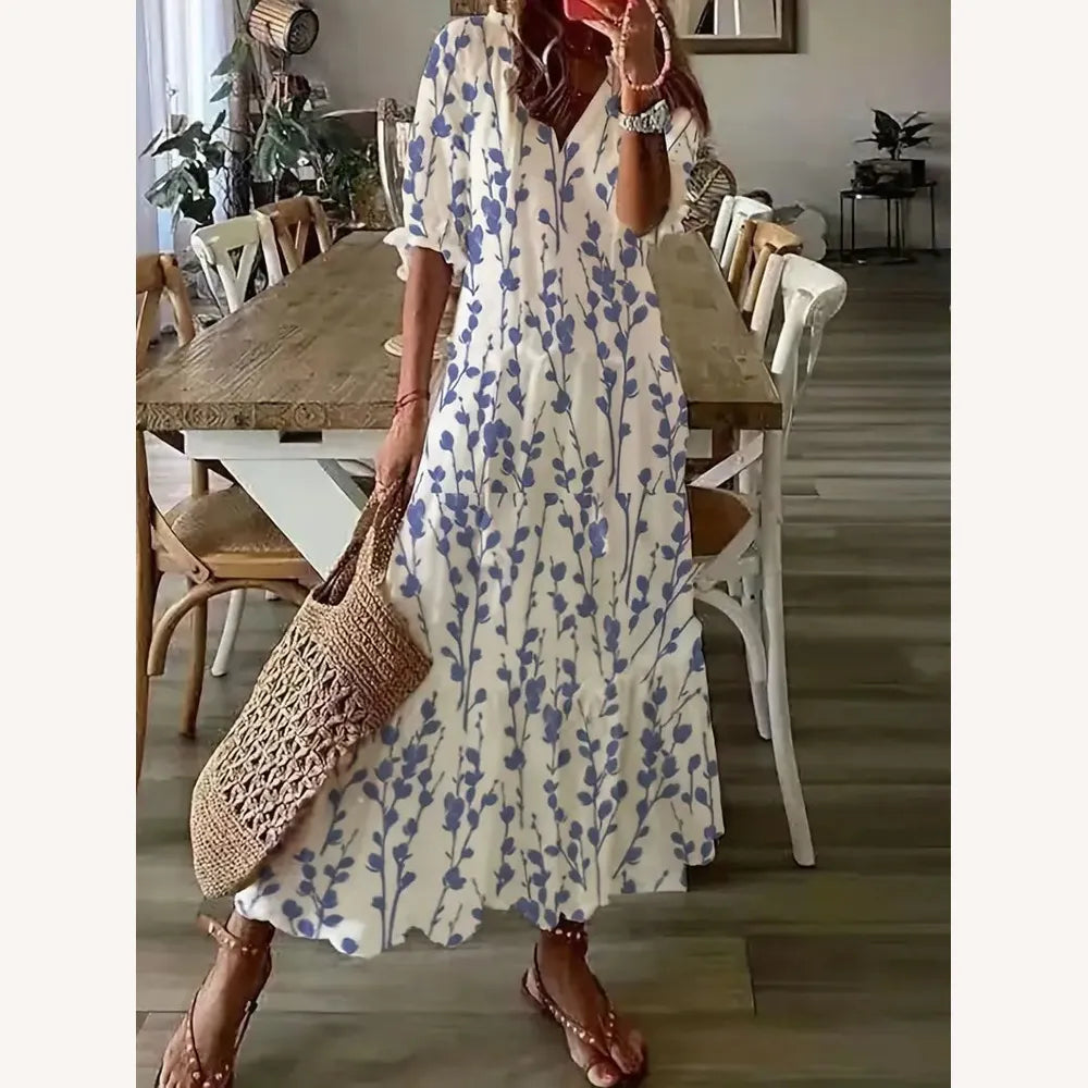 Robe longue d'été bohème chic pour femme en tissu léger – Idéale pour les journées ensoleillées
