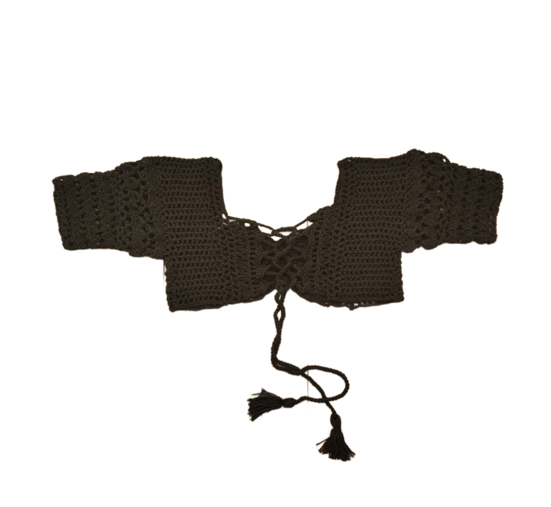 Haut bohème en crochet pour femmes, épaules dénudées avec détails à lacets – Tissu doux et respirant pour l'été