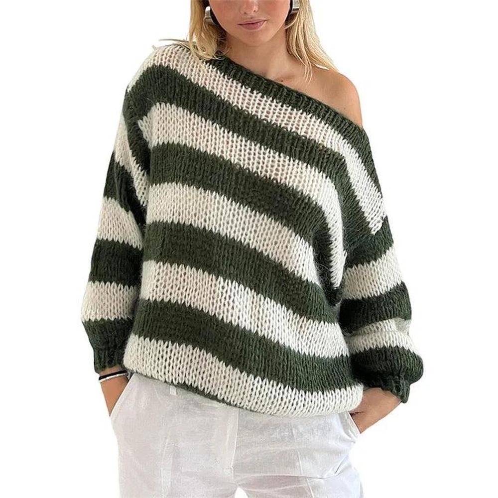 Variant image for Pull Femme Rayé Confortable et Tendance en Acrylique – Coupe Décontractée, Disponible en Plusieurs Tailles-9