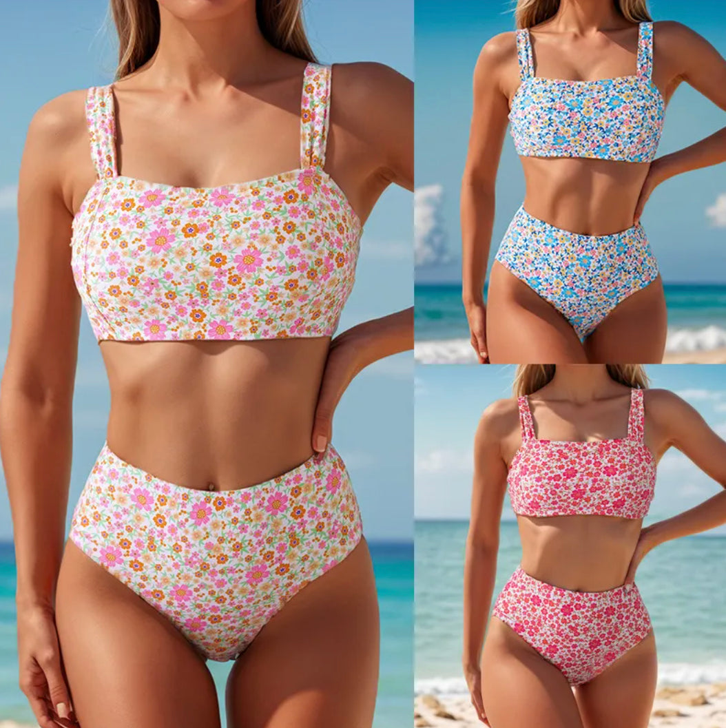 Maillot de bain taille haute pour femme Bohème Fleur avec motif floral – Maillot élégant et confortable pour l'été