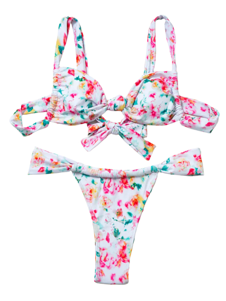Ensemble de bikini fleuri pour femmes avec bretelles réglables – Maillot de bain élégant pour la plage et la piscine
