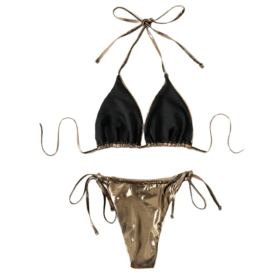 Bikini trois pièces bohème chic pour femme avec ajustement personnalisable – Maillot de bain élégant pour l'été
