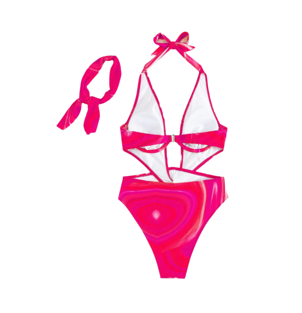 Maillot de bain une pièce pour femme, motif tourbillonnant bohème-vacances, dos ouvert – Confort et élégance au bord de l'eau