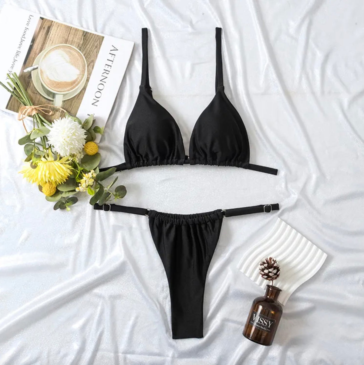 Maillot de bain plissé taille haute pour femme en tissu double face – Style bohème élégant pour l'été