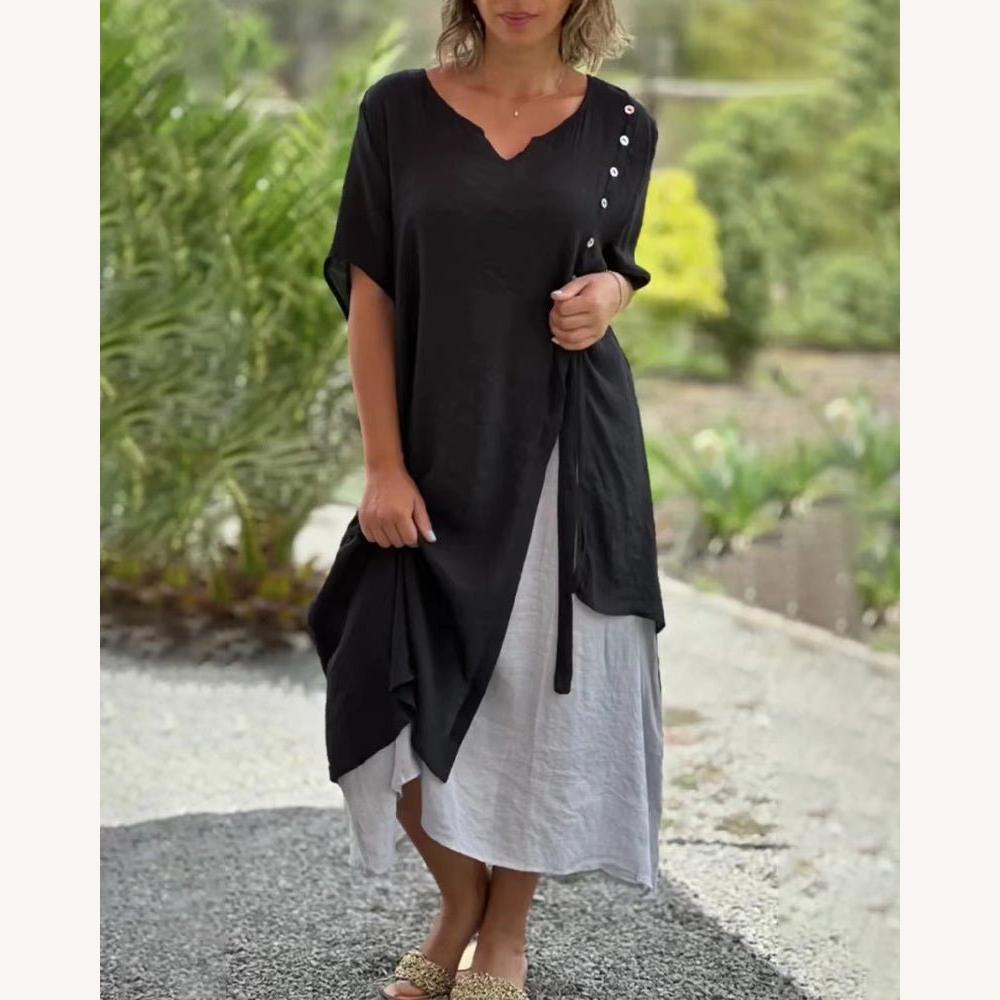 Robe d'été asymétrique chic pour femme en tissu respirant - Élégance et confort pour les occasions estivales