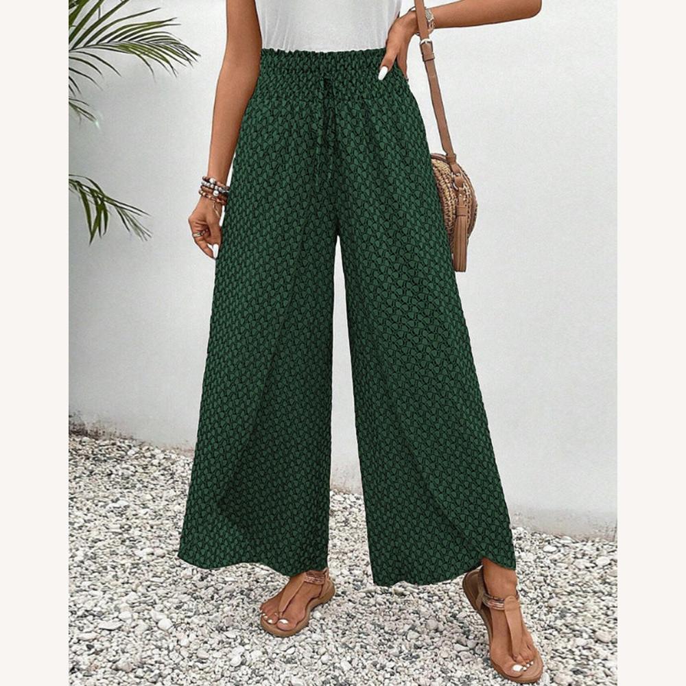 Variant image for Pantalon Fluide Femme Imprimé Géométrique Sophistiqué – Taille Haute et Jambes Larges en Coton Doux-7