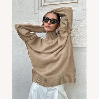 Pull à col roulé ample pour femme en maille douce – Chic et confortable pour un look élégant