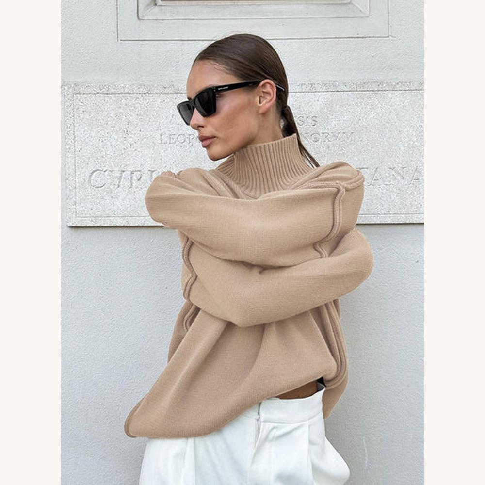 Pull à col roulé ample pour femme en maille douce – Chic et confortable pour un look élégant
