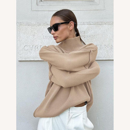 Pull à col roulé ample pour femme en maille douce – Chic et confortable pour un look élégant