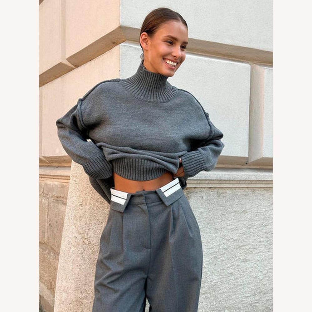 Pull à col roulé ample pour femme en maille douce – Chic et confortable pour un look élégant