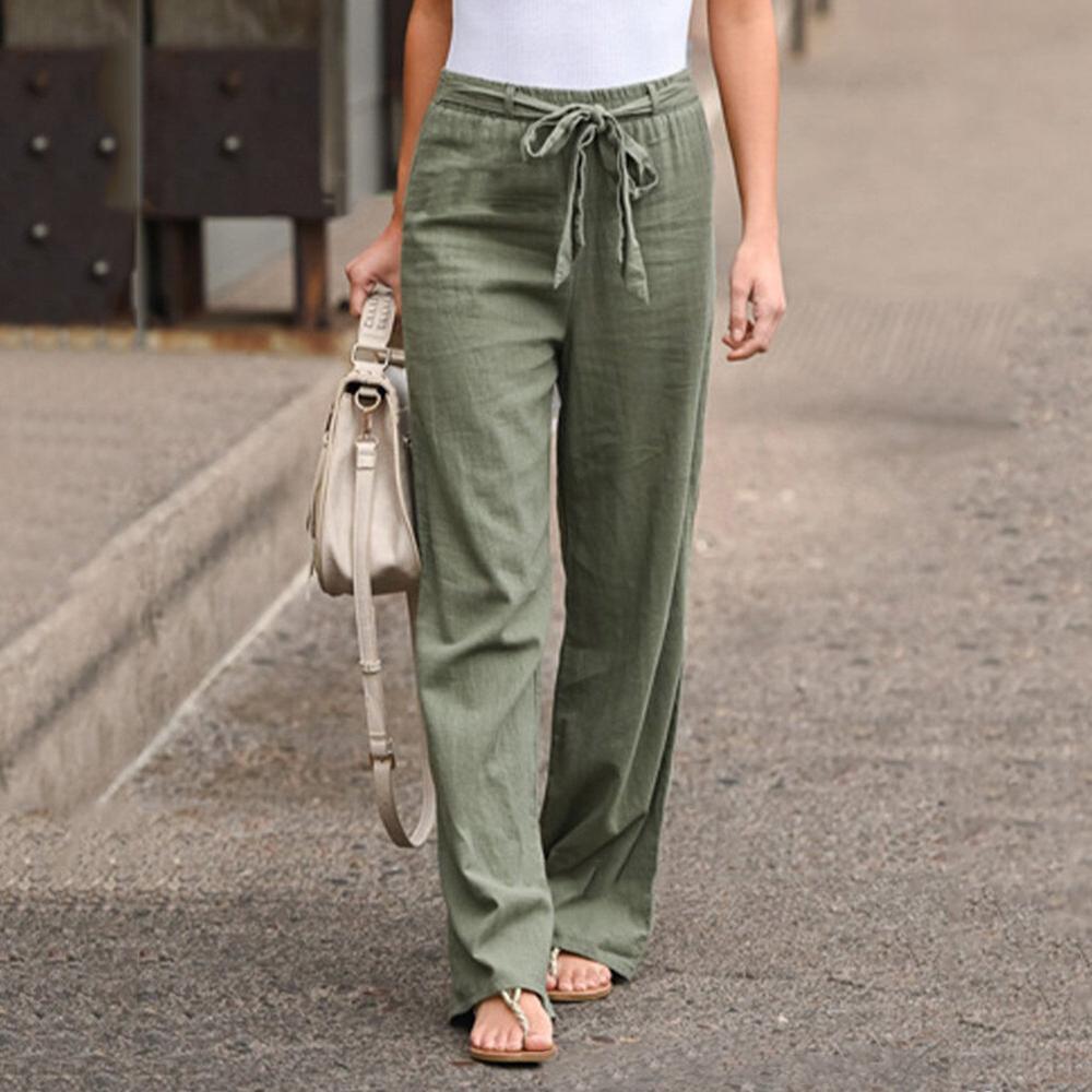 Pantalon fluide en lin pour femmes - Élégance classique et confort optimal pour les journées chaudes
