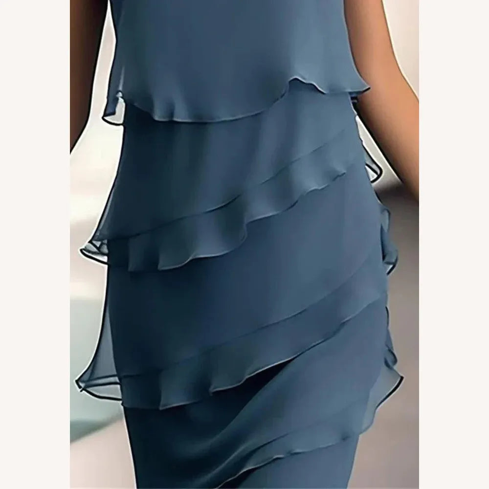Robe longue élégante à couches pour femmes pour le soir - Confort et raffinement, idéale pour les événements officiels