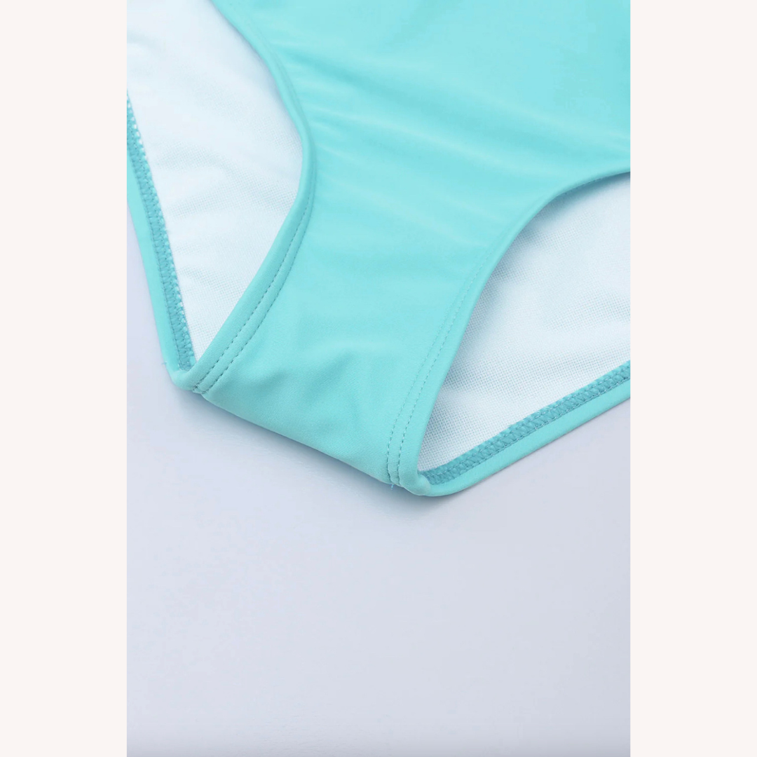 Chic Women's Triangle High-Waisted Swimsuit with Nautical Stripes – Bohemian Elegance and Optimal Comfort