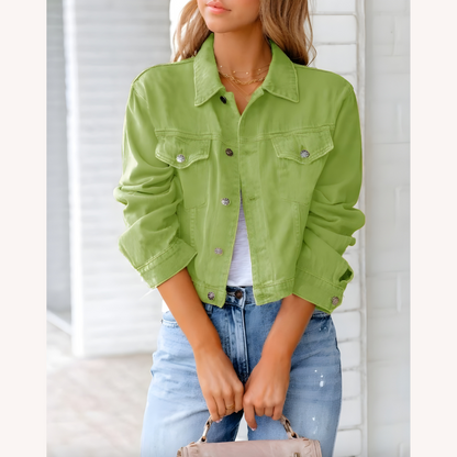 Women's Pink Denim Jacket Size M 100% Cotton
