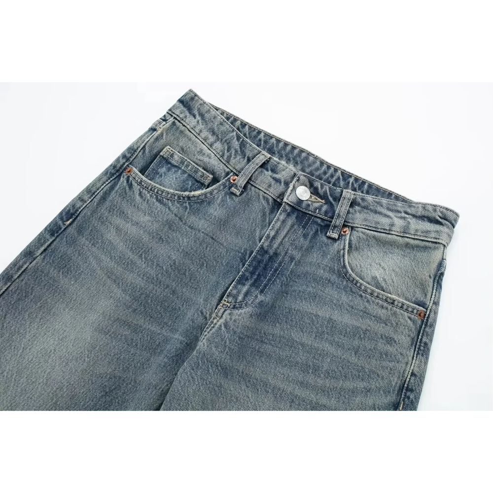 Jean pour femme taille haute bleu clair taille M denim extensible