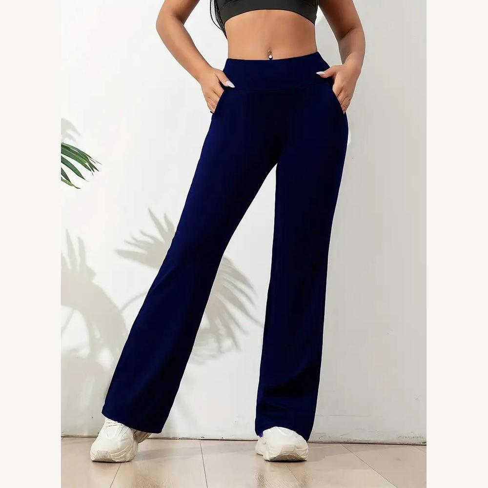Pantalon de yoga pour femme à taille haute et taille élastique en tissu respirant – Confort optimal pour le sport et la détente
