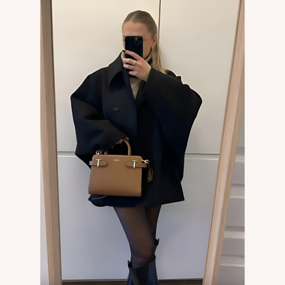 Women's Winter Coat Beige Size M Wool Blend Oversize