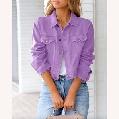 Women's Pink Denim Jacket Size M 100% Cotton