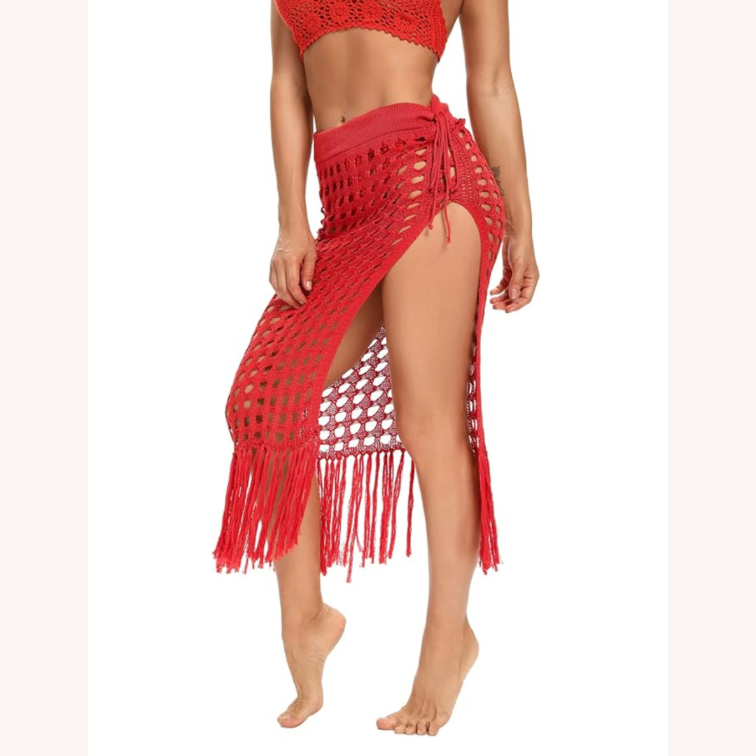 Housse en crochet bohème avec pompons – Style élégant et polyvalent pour femmes, tailles S, M, L