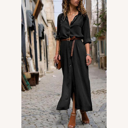 Robe longue pour femme à manches longues – Élégante et confortable pour l'automne, disponible du S au XL