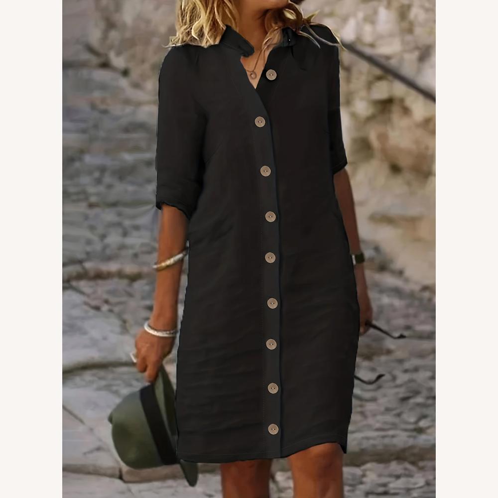 Robe mi-longue élégante boutonnée pour femmes en tissu léger – Style décontracté et confort optimal