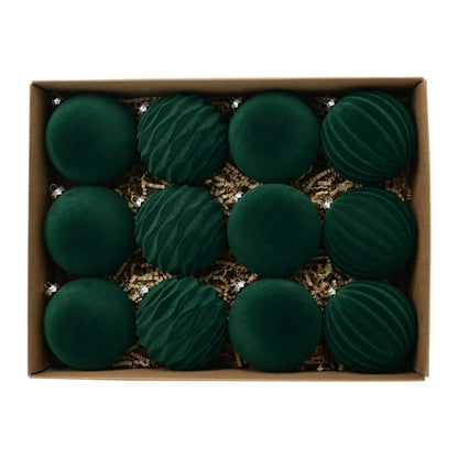 12 pièces Boules de Noël en velours de 8 cm pour décorations de fête – Boules décoratives rouges en peluche