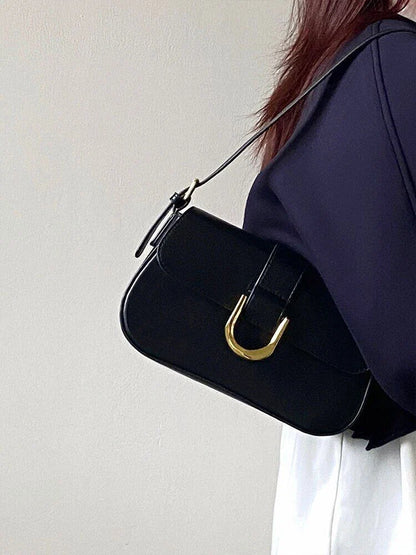 Patent Leather Shoulder Bag for Women – Chic and Elegant Bag with Buckle and Shiny Finish