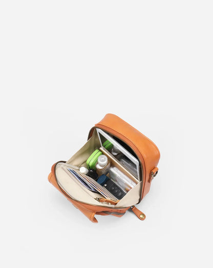 Sac d'épaule en cuir pleine fleur pour femme avec portefeuille intégré – Compact et pratique, idéal pour les sorties quotidiennes