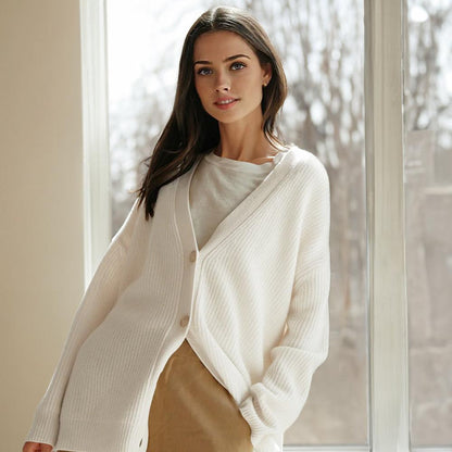 Cardigan ample pour femme en maille douce – Confort et élégance, manches longues, fermeture à boutons, plusieurs couleurs