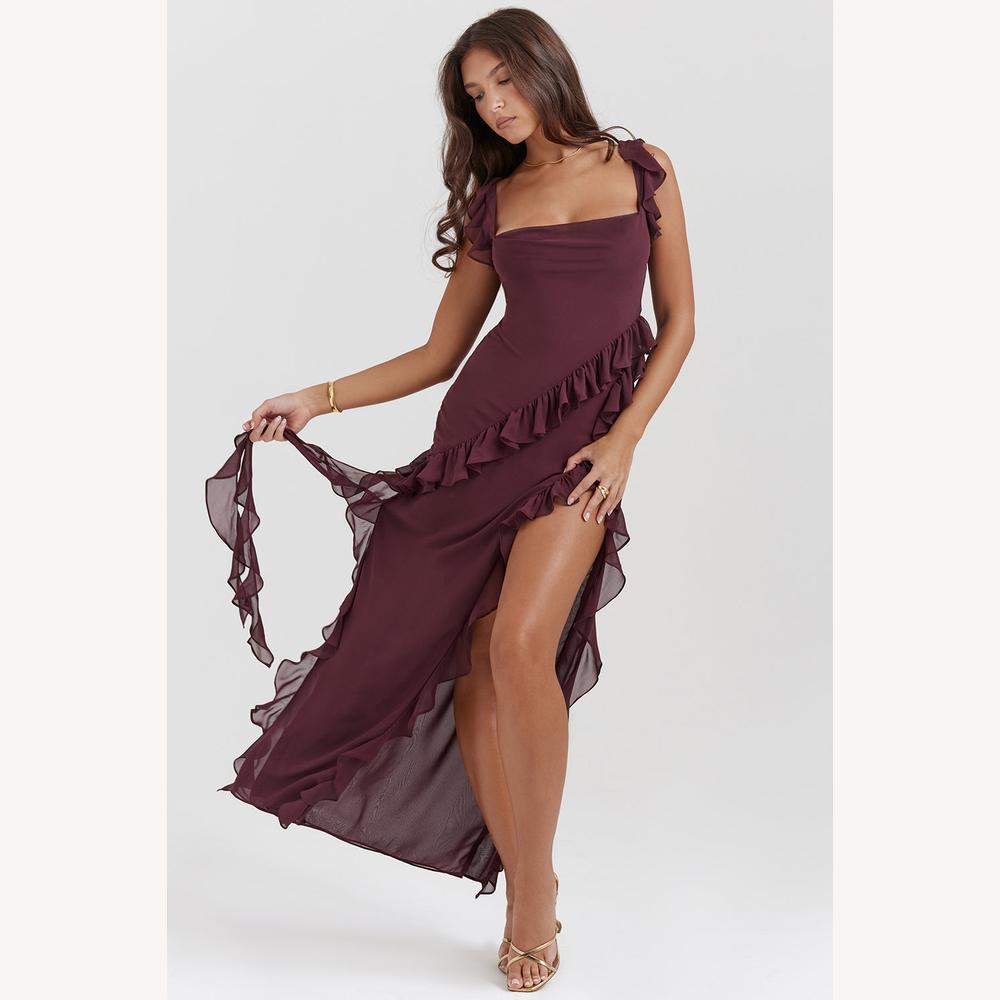 Robe longue élégante et fluide pour femme - Élégance naturelle pour toutes les occasions, tissu doux et confortable