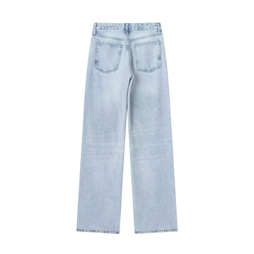 Jean pour femme taille haute bleu clair taille M denim extensible