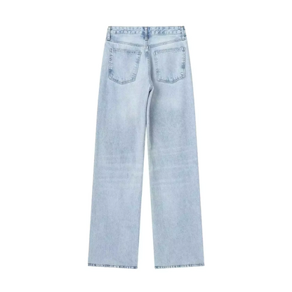 Jean pour femme taille haute bleu clair taille M denim extensible